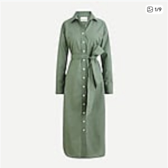 J. Crew Dresses & Skirts - J. Crew Western Cotton Belted Poplin Utility pale cypress Shirtdress Sz 2